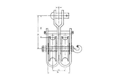 Pulley suspension for_double messenger wire