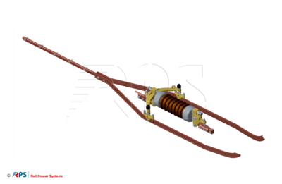 Streckentrenner 15 kV mit Porzellanisolator und Schleifkufen