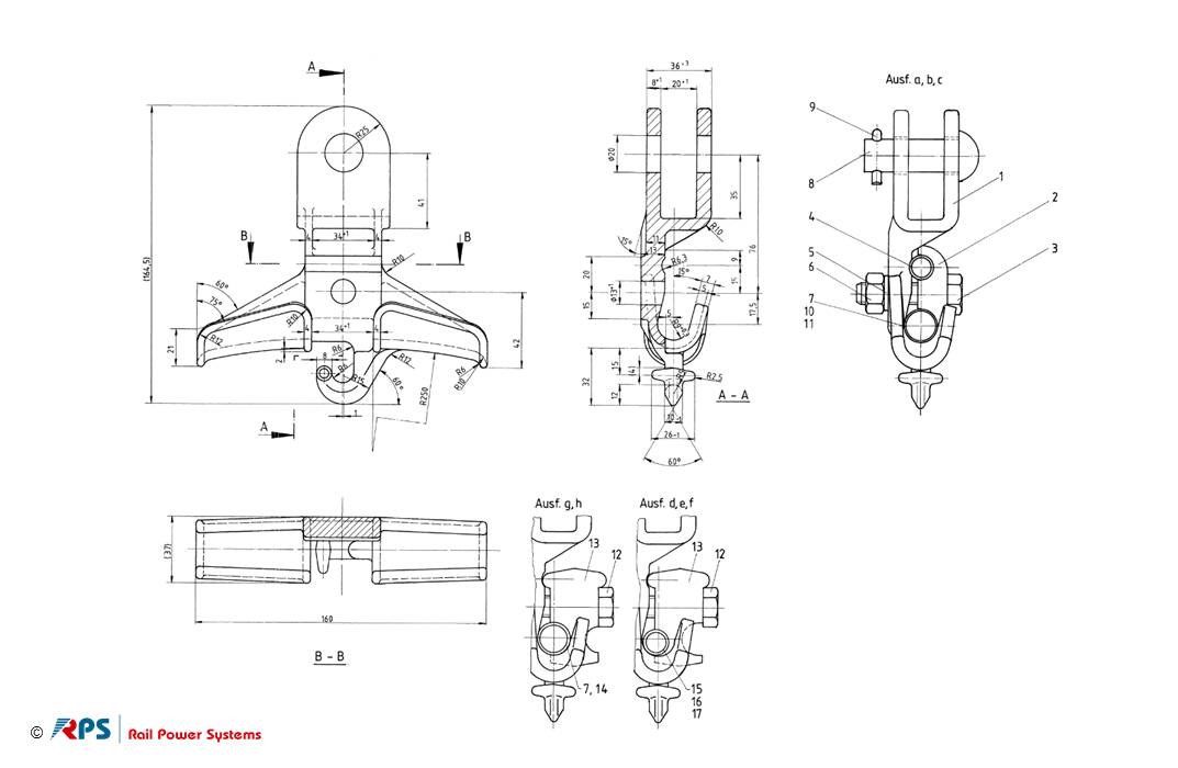 Tragklemme für Seil 50 - 150 mm² mit Beiseil 70 mm²