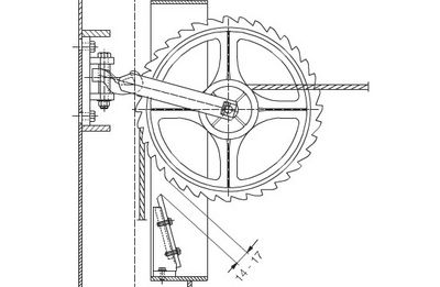 Tension wheel assembly, reverse, inside mast