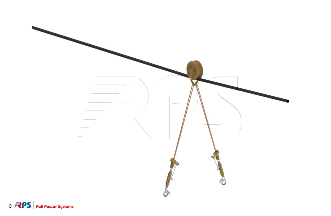 Streckentrenneraufhängung am Tragseil_15 kV/25 kV